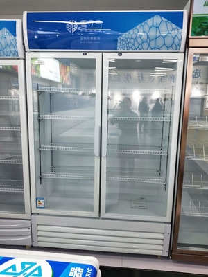 2 door glass display freezer Cabinet Upper Unit Air Cooled Refrigeration Blue Series Fresh Keeping