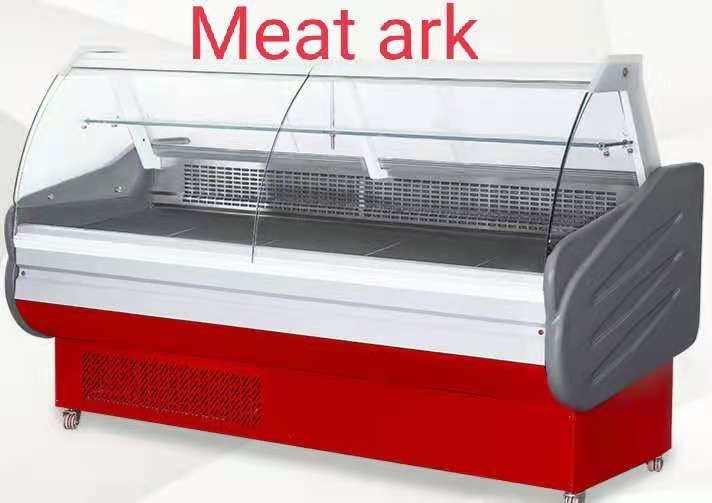 Stainless Steel Fresh Meat Display Cabinet Glass Front Door Flap Type